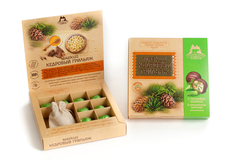 Мягкий кедровый грильяж с Шишкой и травяным чаем / коробка / 120 гр / ТМ Территория Тайги