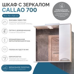 Шкаф навесной с зеркалом Callao 700 (правый) со спотом