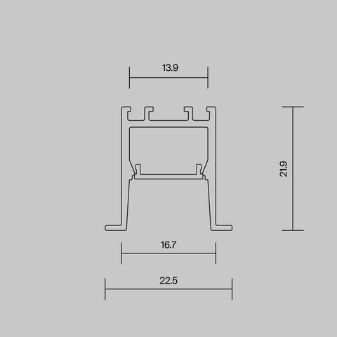 Алюминиевый профиль Maytoni встраиваемый скрытого монтажа 22x22 (Черный, 2 м), ALM-2222-B-2M 632013