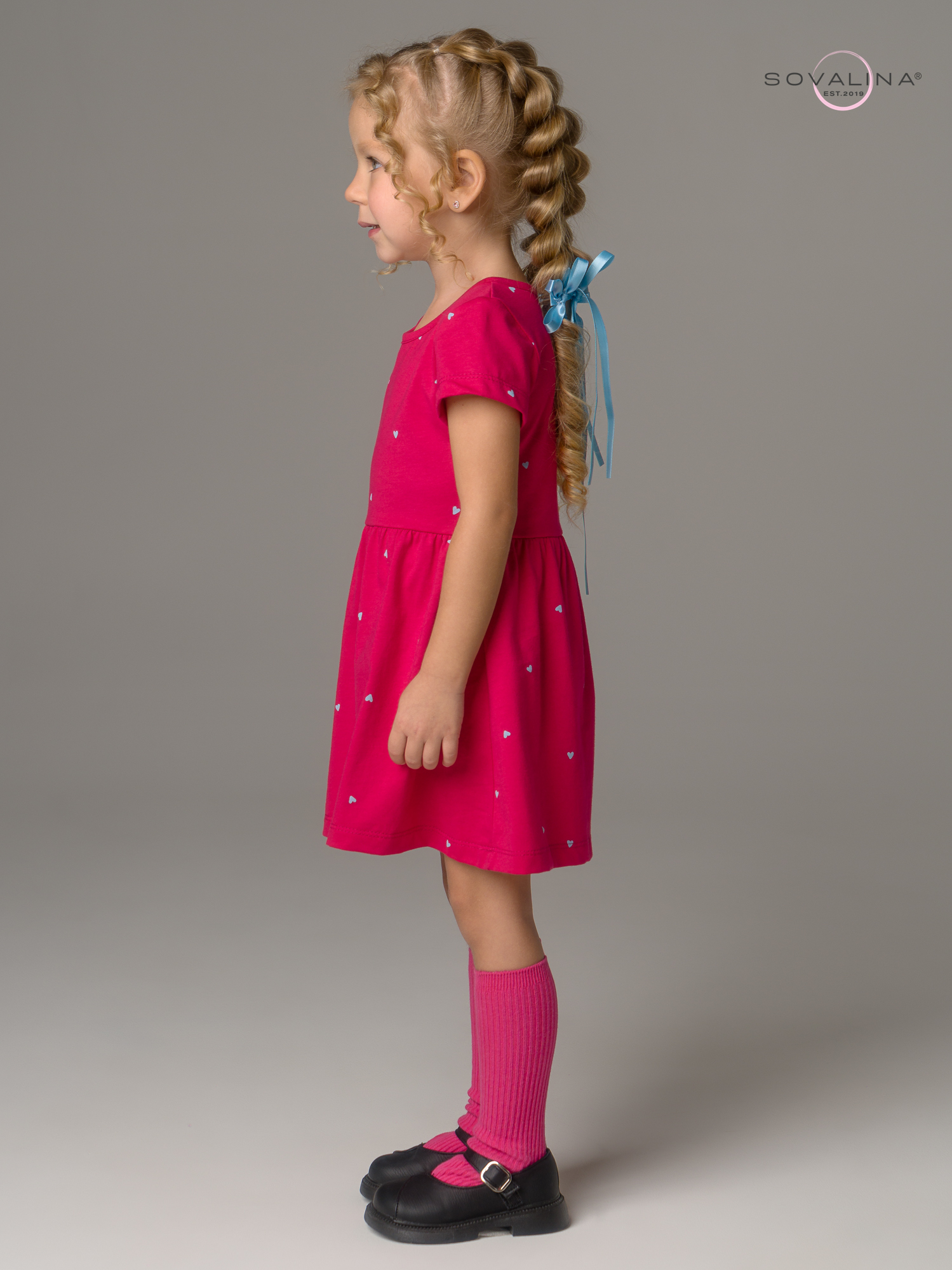 Платье Лето сердечки малина