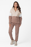 Утепленный спортивный костюм для беременных и кормящих 16026 мокко-беж-тофу