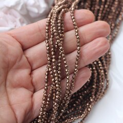 Гематин гематит, граненый шарик, 3 мм, шоколад, 1 нить, ГМ092