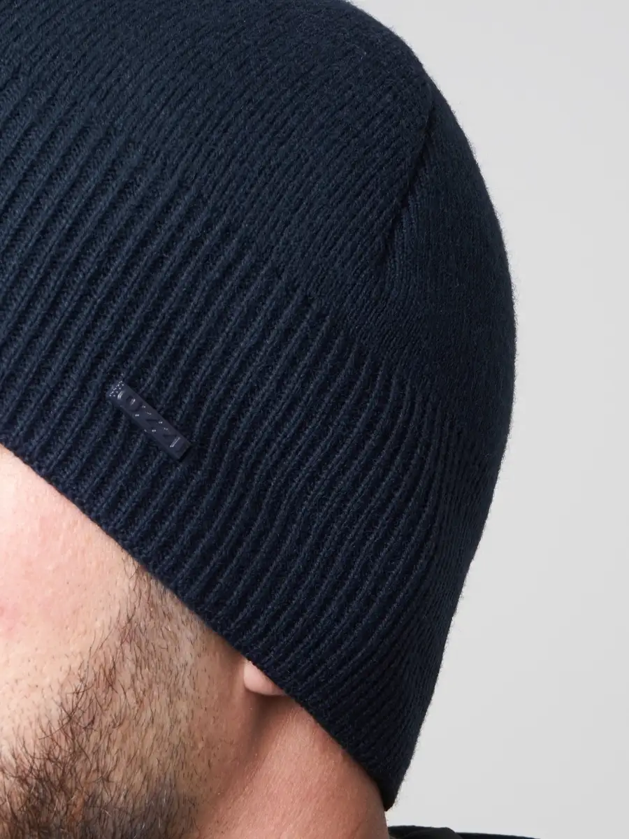 Шапка вязаная мужская зимняя шерстяная без отворота черная синяя, головные уборы зимние мужские