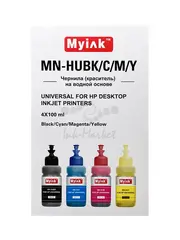 Чернила универсальные MyInk для HP водные (Dye), комплект 4 цвета по 100 мл