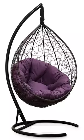 Подвесное кресло SEVILLA VERDE VELOUR коричневое, фиолетовая подушка (Laura Outdoor)