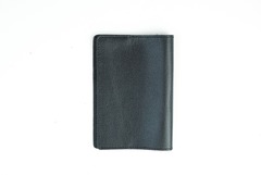 Обложка на паспорт комбинированная "Коллажный серый принт", черная черная вставка