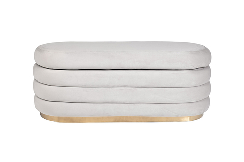 Банкетка с ящиком для хранения велюровая 44x42x112см Garda Decor серая