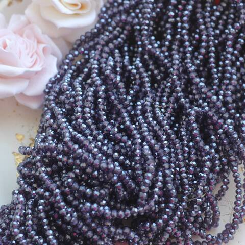 Хрусталь гранёный (стекло) рондель, фиолетовый 4*3 мм, 1 нить, С231