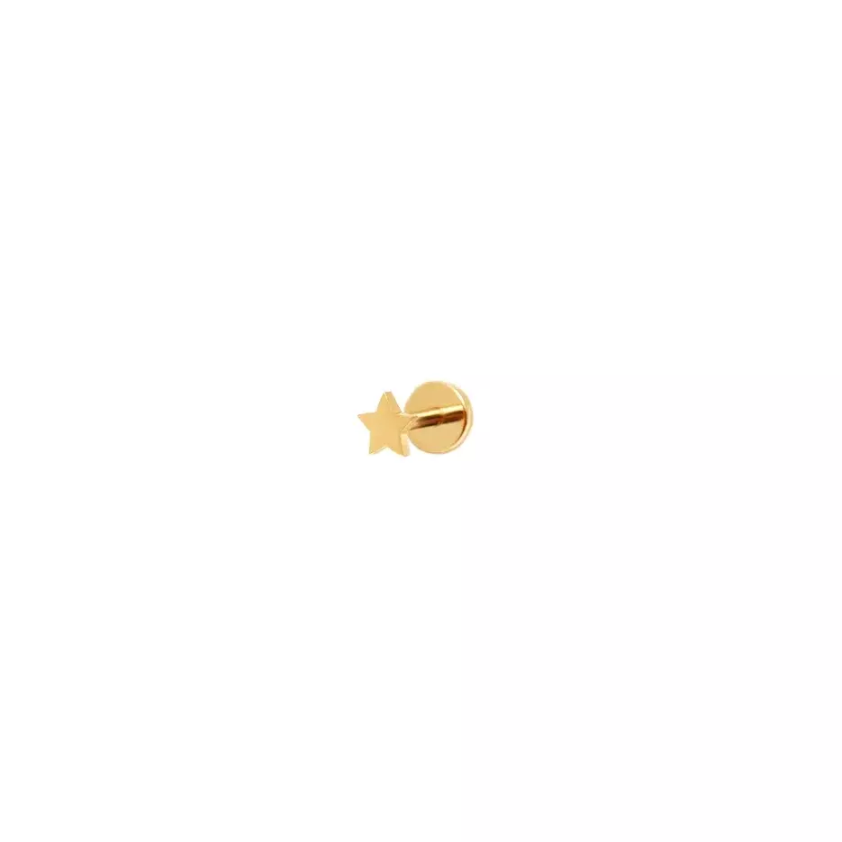 VIVA LA VIKA Лабрет Plain Star Stud Earring- Gold viva la vika лабрет plain polygon stud earring gold