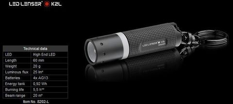 Фонарь ручной Led Lenser K2L, 25 lm, чёрный  (8202-L)