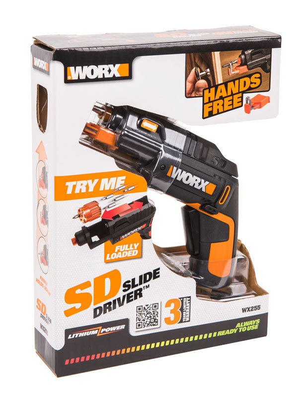 Отвертка аккумуляторная WORX WX255 SD Slide Driver, 4В, ЗУ, набор бит (6 шт)