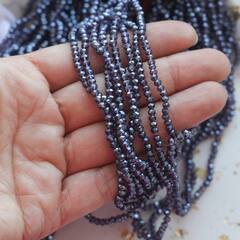 Хрусталь гранёный (стекло) рондель, фиолетовый 4*3 мм, 1 нить, С231