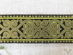 Тесьма жаккард, ш. 10 см, чёрный с золотом