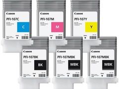 Комплект картриджей Canon PFI-107 (MBKx2,BK,M,C,Y) 6шт х 130мл для Canon iPF660, iPF680, iPF685, iPF770, iPF780, iPF785