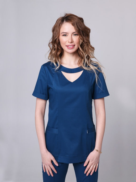 Медицинская блуза темно-бирюзового цвета