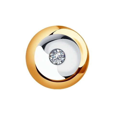 1030717- Подвеска круглая из золота  585 пробы с бриллиантом