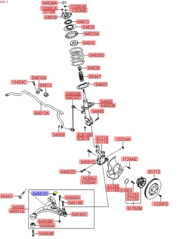 САЙЛЕНТБЛОК РЫЧАГА ПЕРЕДНЕГО ЗАДН SANTA FE CM, SORENTO XM 09-12 HYUNDAI / KIA