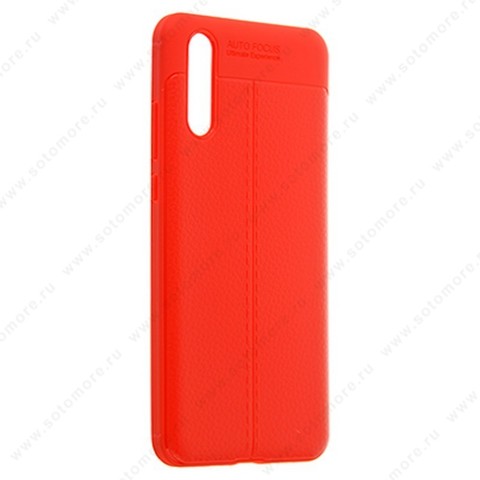 Накладка Carbon 360 силиконовая с кожаными вставками для Huawei P20 красный