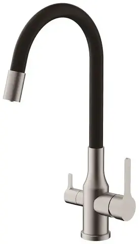 Смеситель для кухни BELZ B76814-1 гибкий излив, нержавеющая сталь, сатин