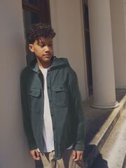 Рубашка с капюшоном джинсовая для мальчика Next K83-516, Темно-серый