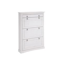 Обувница Неаполь деревянная, 3 двери с ящиком, массив сосны, белый