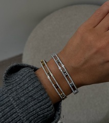 Браслет римские цифры с фианитами silver