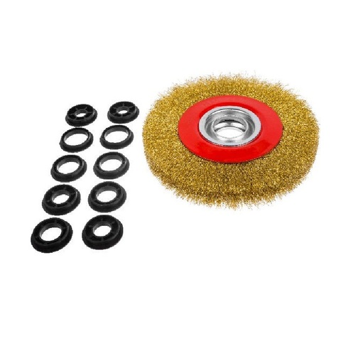 45-2-620 Щетка-крацовка дисковая, усиленная, переходные кольца d=25,22,19,15,12 мм - 2 шт, d=200мм (РемоКолор)