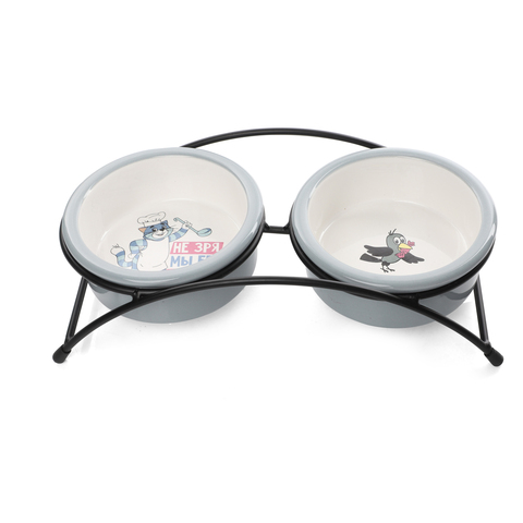 Triol СОЮЗМУЛЬТФИЛЬМ миска для животных керамическая двойная на подставке 