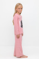 пижама  для девочки  К 1623/розовый зефир,двойная клетка