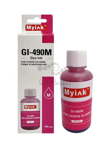 Чернила MyInk GI-490M для Canon PIXMA G1400, G2400, G3400 (100 мл, magenta, Dye)