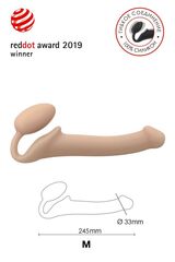 Телесный безремневой страпон Silicone Bendable Strap-On M - 