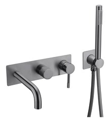 Boheme Смеситель встроенный + ручной душ + излив Uno Shine Gun Metall