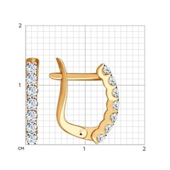 027167- Серьги-дорожки из золота с фианитами на английском замке