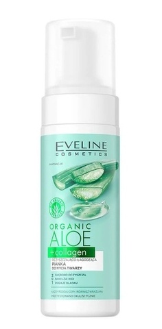 EVELINE ORGANIC ALOE+COLLAGEN Очищающе-успокаивающая пенка для умывания 150мл