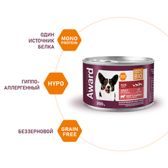AWARD консервы для взрослых собак паштет из говядины с морковью 200г