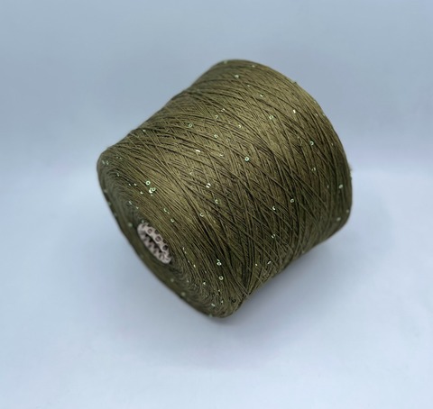 G&G Filati (пр.Италия), art-Lino 480м/100гр, 100%Лен +пайетка, цвет-Хаки. арт.30416
