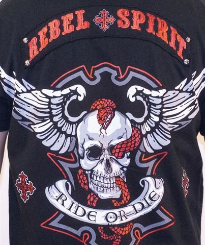 Rebel Spirit | Футболка мужская SSK141641 принт на спине череп с крыльями