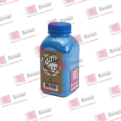 Тонер БУЛАТ s-Line TK-5270 для Kyocera ECOSYS P6230 (Голубой, банка 110 г)