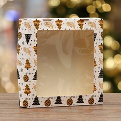 Коробка складная новогодняя 20×20×4см