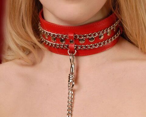 Красный ошейник с цепочками - Sitabella BDSM accessories 3101-2
