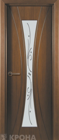 Дверь Крона Эстет, стекло матовое с шелкографией, цвет орех, остекленная