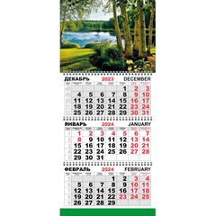 Календарь настенный 3-х блочный Трио Стандарт, 2024, 295х710, Березы К108