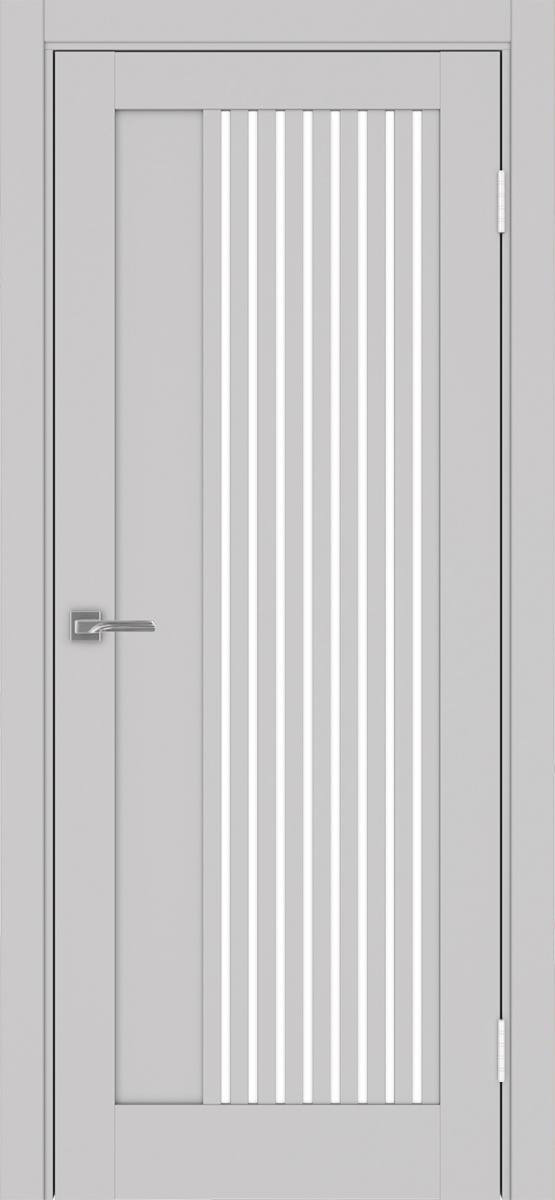 Дверь межкомнатная Оптима Порте Турин 544.12, цвет пепельный, экошпон, стекло лакобель белое