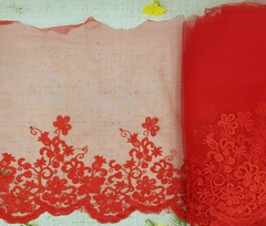 Вышивка на сетке, ш. 36 см, красный