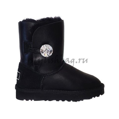 Детские кожаные угги UGG Australia Bailey Button Metallic Bling Black