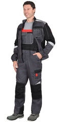 Костюм мужской летний куртка и полукомбинезон, серый с черным, СОП