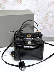 BALENCIAGA RODEO HANDBAG с крокодиловым тиснением, черная