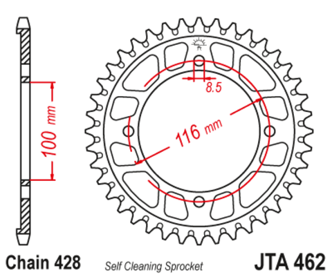 Звезда ведомая алюминиевая JTA462 51