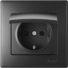 LESYA 705 4242 123В Розетка с/з с крыш. бакалит черн. матовый