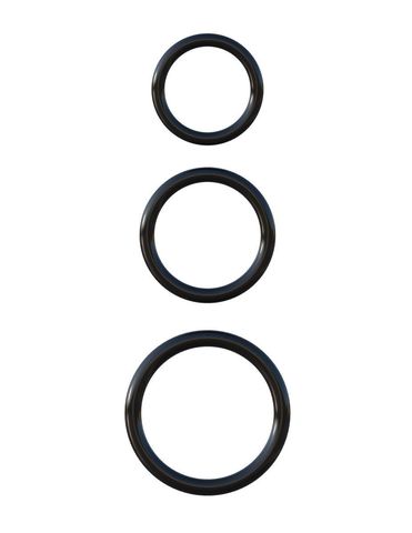 Набор из трех черных эрекционных колец Silicone 3-Ring Stamina Set - Pipedream Fantasy C-Ringz PD5912-23